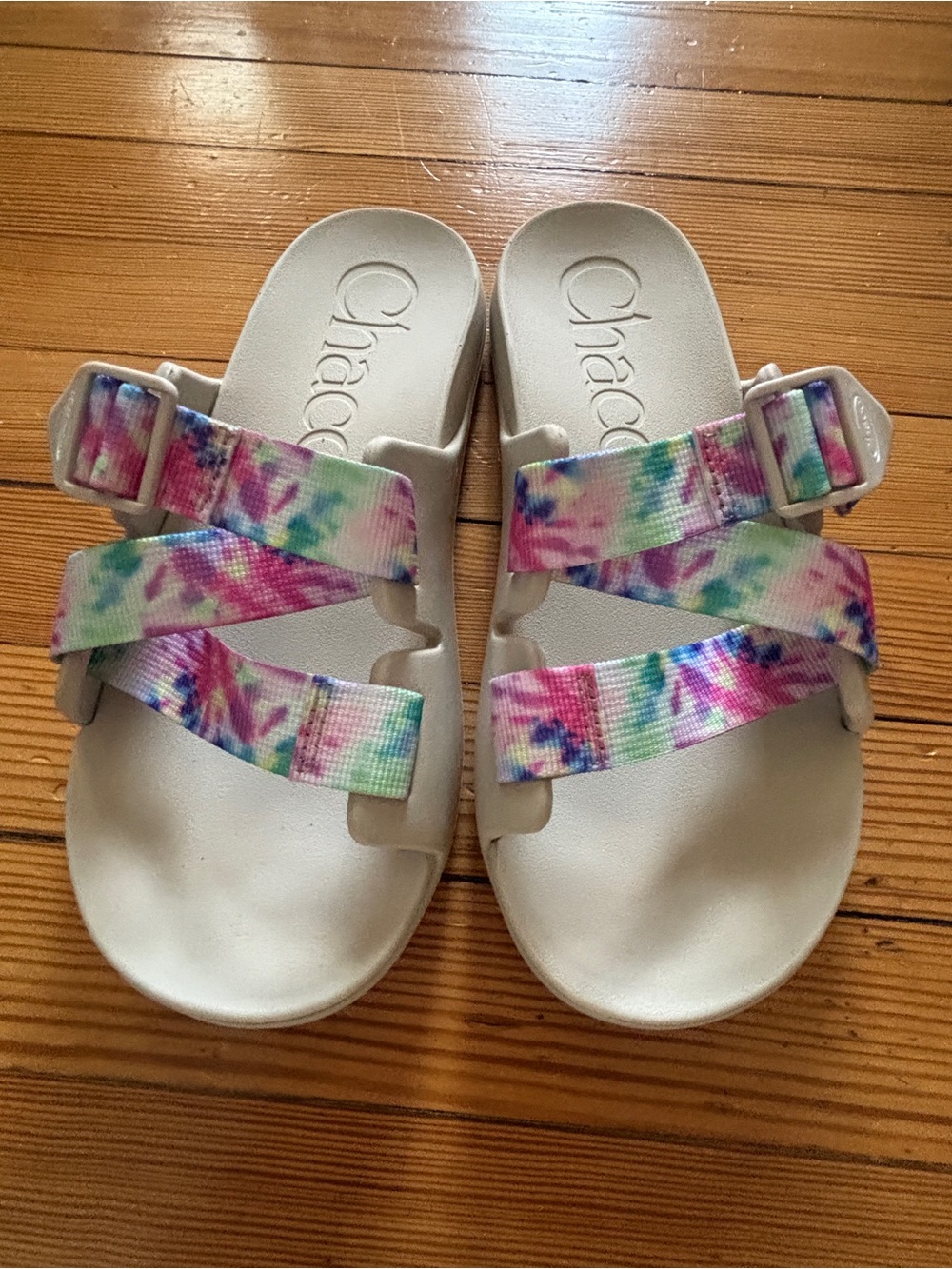 Chaco Chillos Slides Tie-Dye Strap Sandals - White Size 9 - Picture 5 of 7